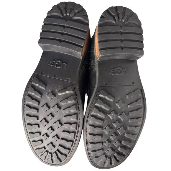 UGG Blayre II Boots Womens 8 Black Nubuck Shearling Zip Fur Trim Equestrian Fall - Picture 3 of 16